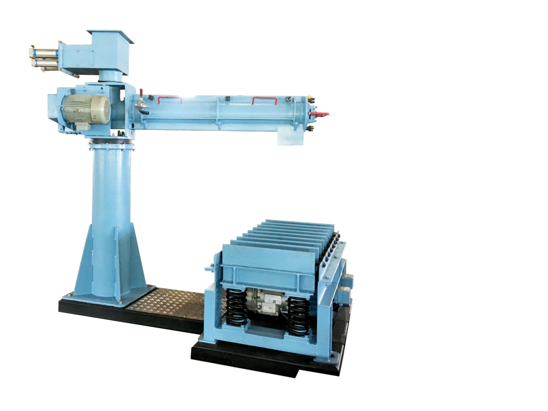 Continuous mixer with compaction table: ceramic-lined, servo dosing sand mixer with vibratory compaction table.